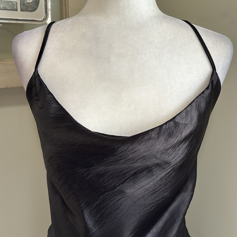 ASOS DESIGN cami mini slip dress in high shine satin with lace up back NWT - Picture 4 of 10